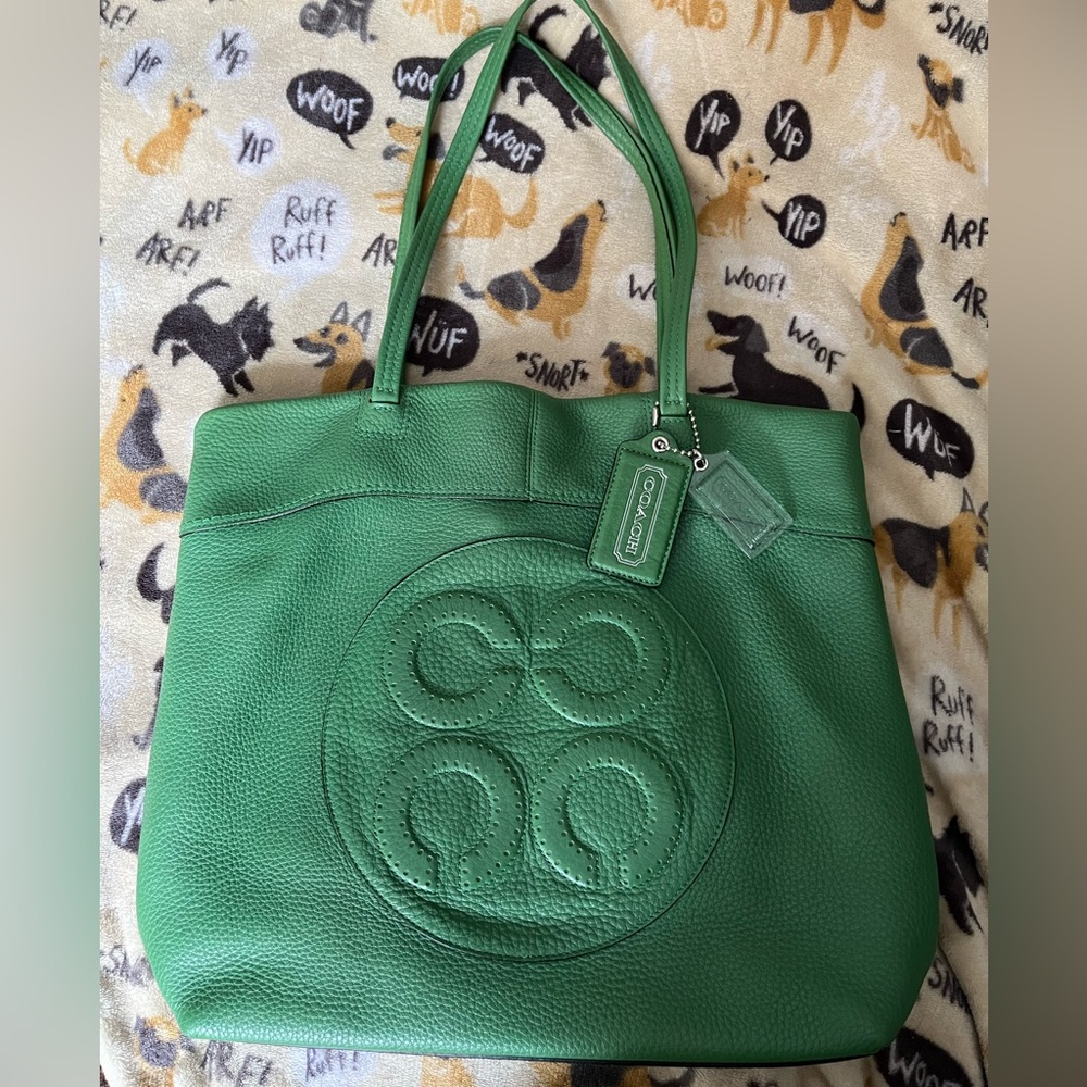 COACH EUC Julia OP Art Perry Tote Kelly Green Tote Purse w/ Tags